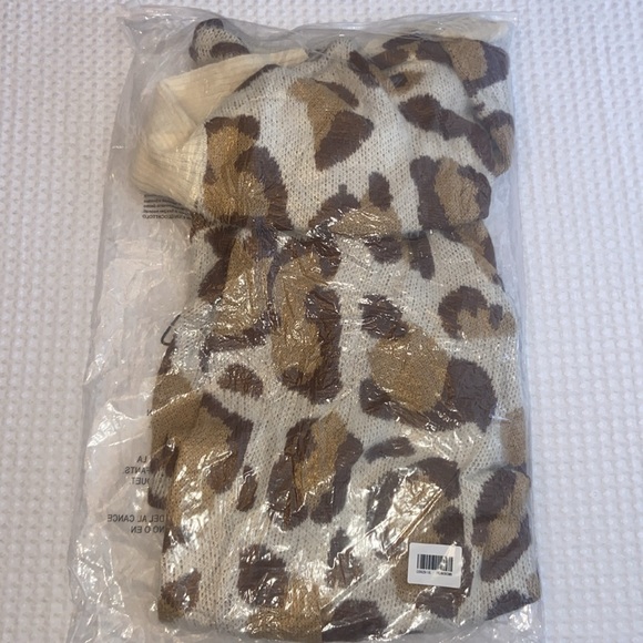 NEW! Cream Tan Brown Leopard Open Cardigan Sweater S L 1X 2X - Picture 10 of 12
